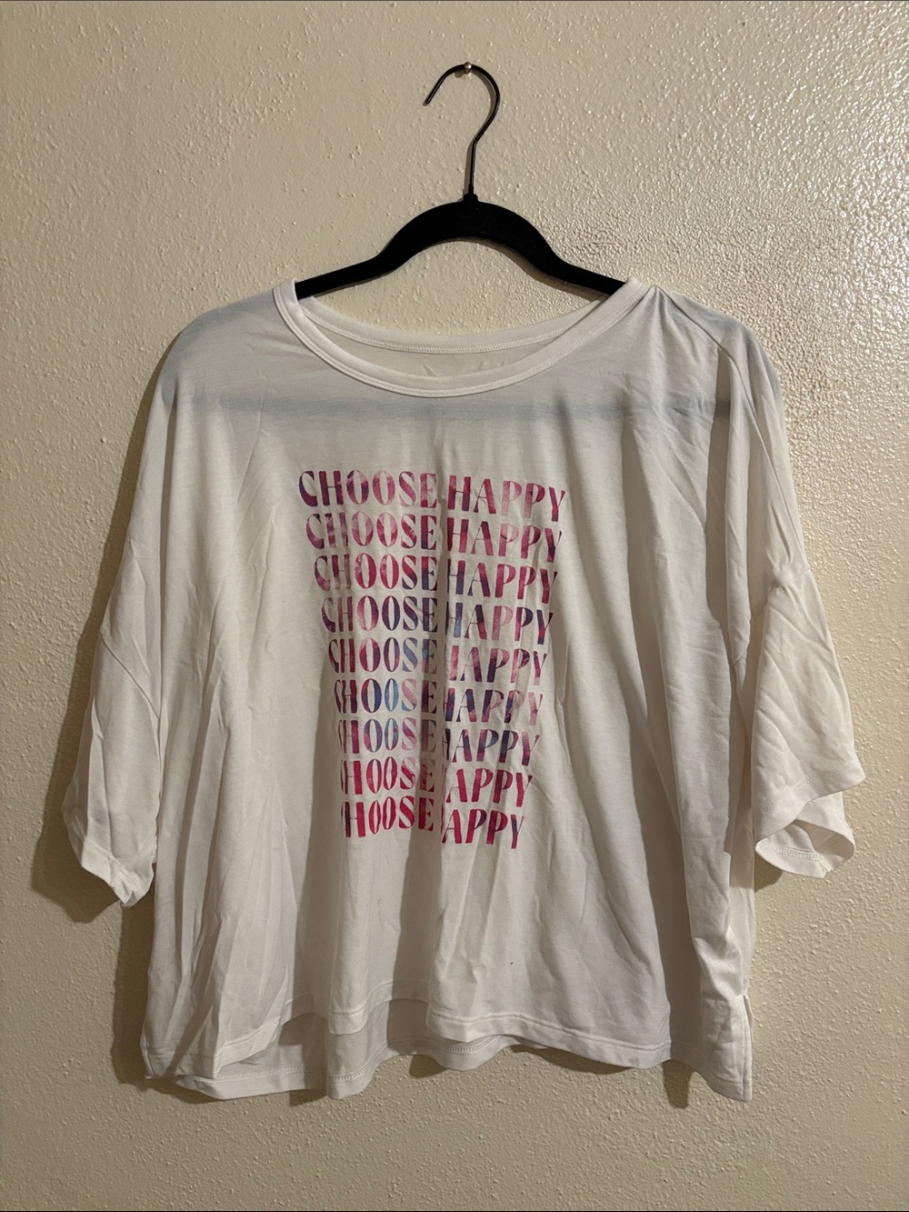 Old Navy White Graphic 'Choose Happy' Short Sleeve Tee